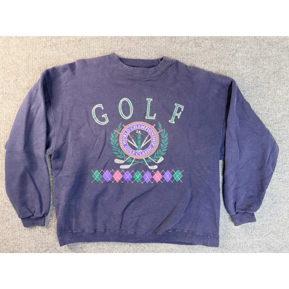 Vintage Galt Sand Golf Sweatshirt Large Navy Blue Cotton USA Crewneck Mens L